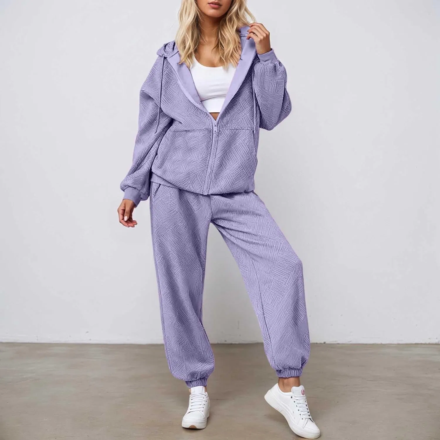 Спортивный костюм с капюшоном, Generic, 2 предмета, Y-#l-light Purple — фото 2