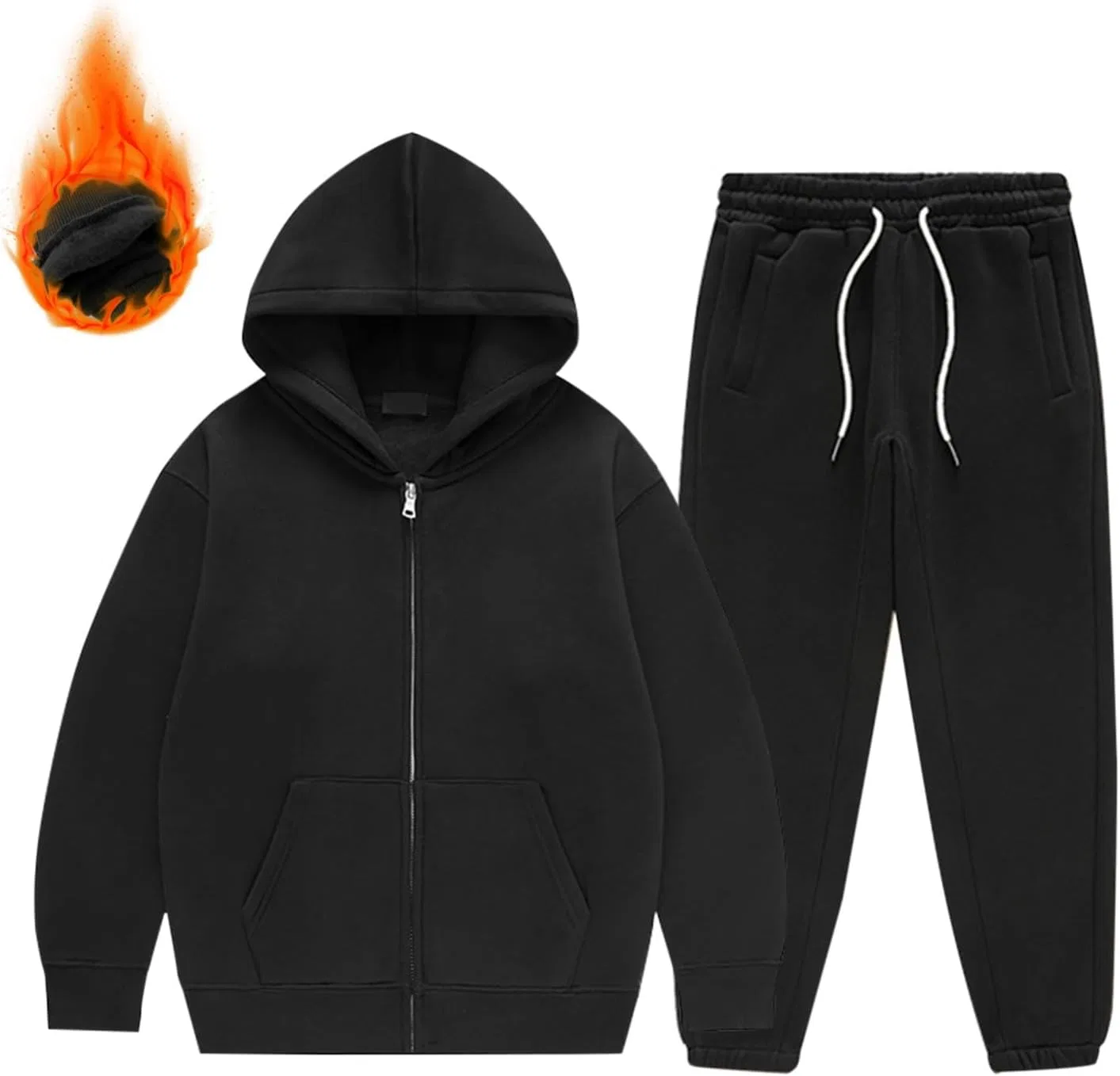 Детский спортивный костюм из 2 предметов, худи и джоггеры, Black — фото 2