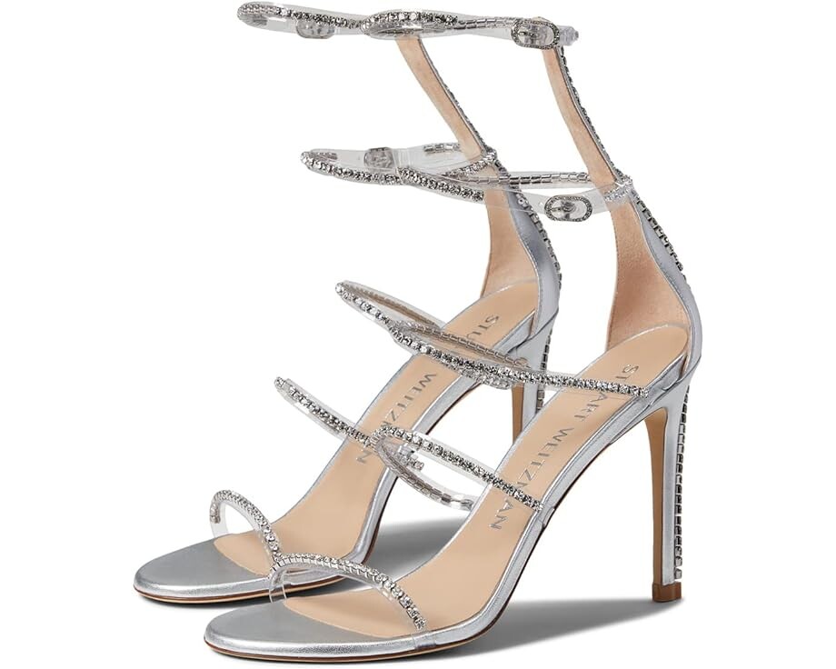 

Туфли Stuart Weitzman Nudistglam 100 Gladiator, цвет Clear/Silver/Clear