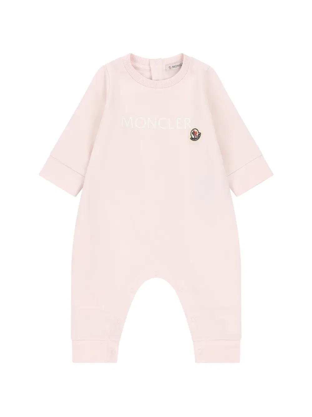 Ромпер с логотипом, графическим принтом и деталями в виде нашивок Moncler Enfant, розовый