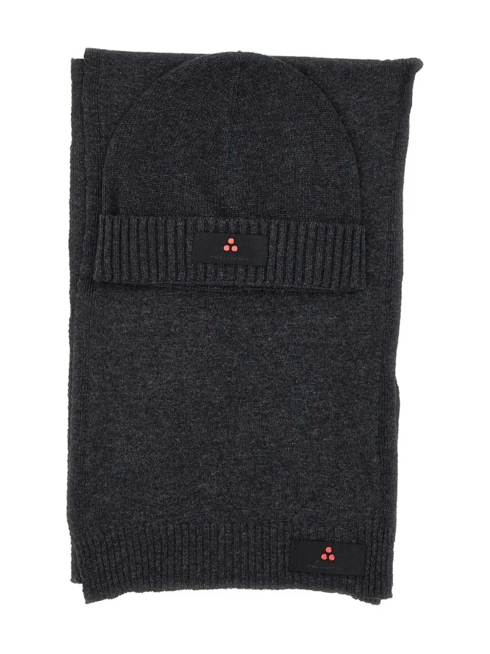 

Комплект из шапки и шарфа в рубчик с логотипом Peuterey, серый