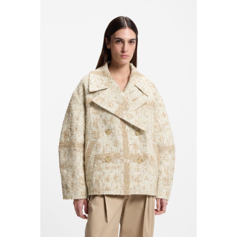Пальто из клетчатого жаккарда с двубортной застежкой BOSS, patterned — фото 3