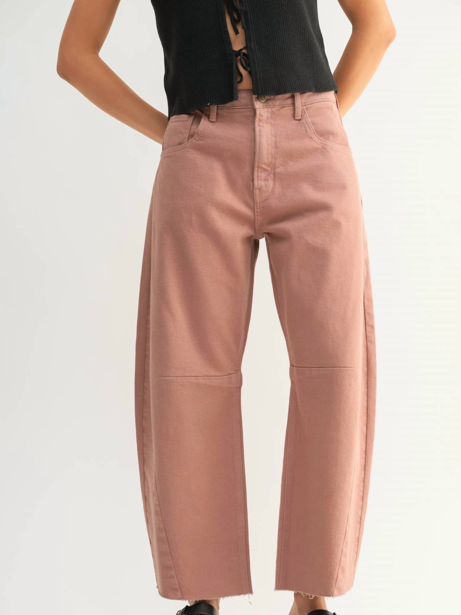 

Бочкообразные джинсы со швами, вышитыми глиной JUST BLACK DENIM, clay