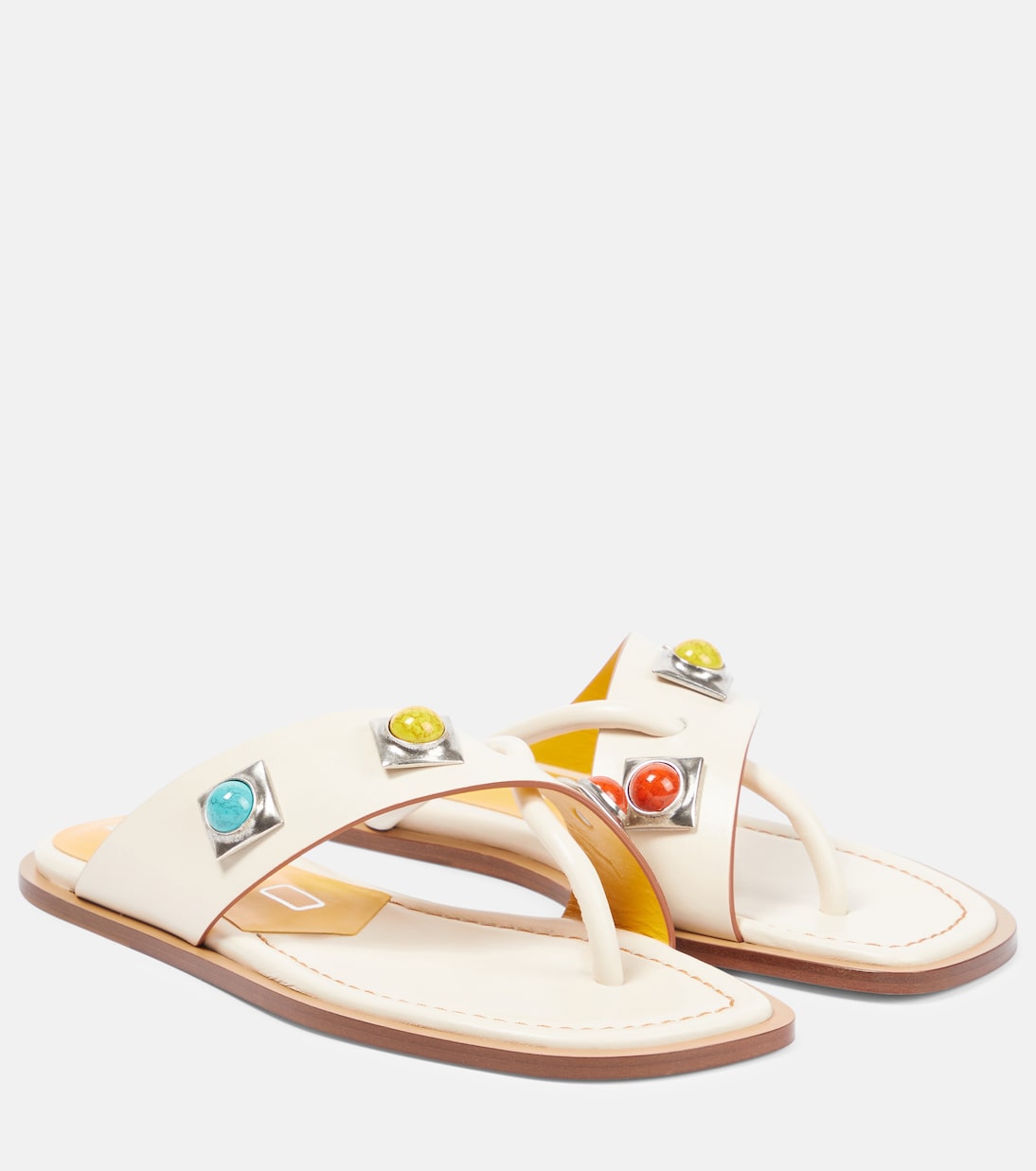 Сандалии из кожи с декором Etro, Bianco