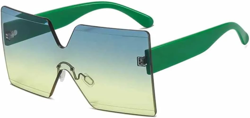 

Панк-очки большого размера для женщин и мужчин, роскошные хипстерские очки для путешествий, спорта на открытом воздухе, вождения, защита от УФ-излучения UV400 TKKTLLT, Green Green Yellow