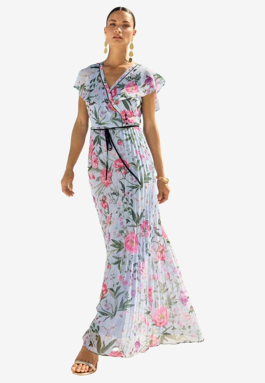 

Платье макси PRINTED PLEATED CONTRAST TIPPING Love & Roses, синий