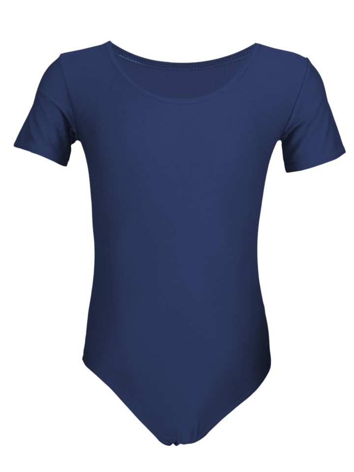 

Aquarti Детский балетный купальник с короткими рукавами, однотонный, темно-синий