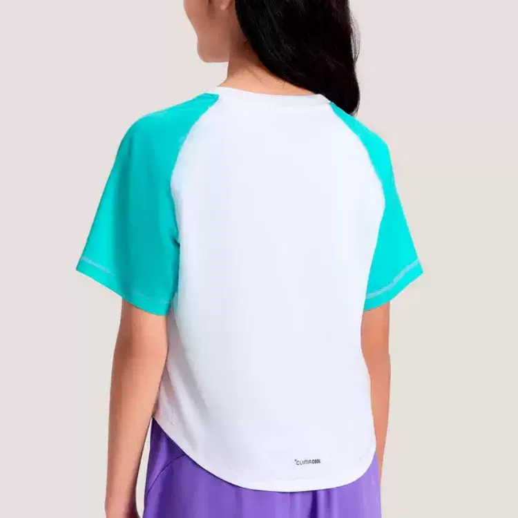 Детская футболка с круглым вырезом Adidas, White & Mint Green — фото 4