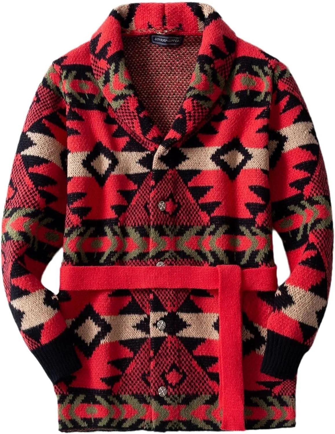 

Dgoopd свитер для мужчин в стиле вестерн с воротником шаль и поясом