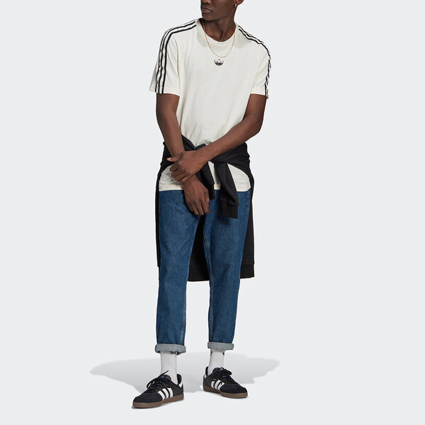 Футболка originals mens sprt 3 stripe t casual sports crew-neck short sleeve white Adidas, белый — фото 2