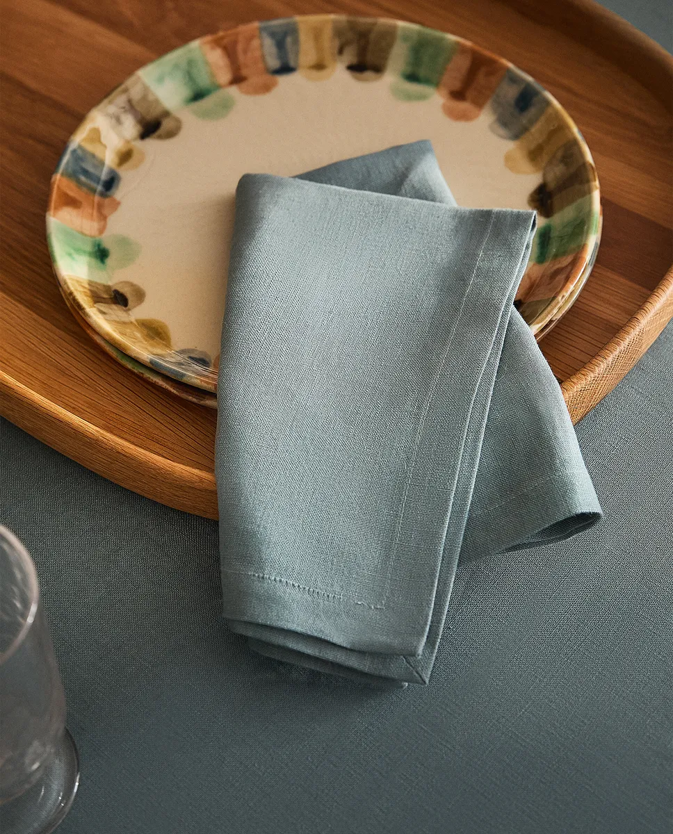 

Базовая льняная салфетка (2 шт.) Zara Home, синий