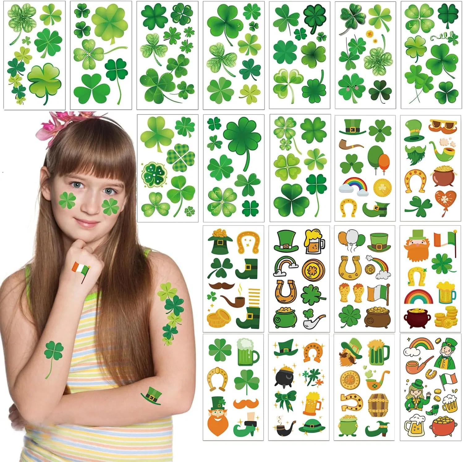 Временные татуировки SHEHARUHI St. Patrick's Day, 20 листов