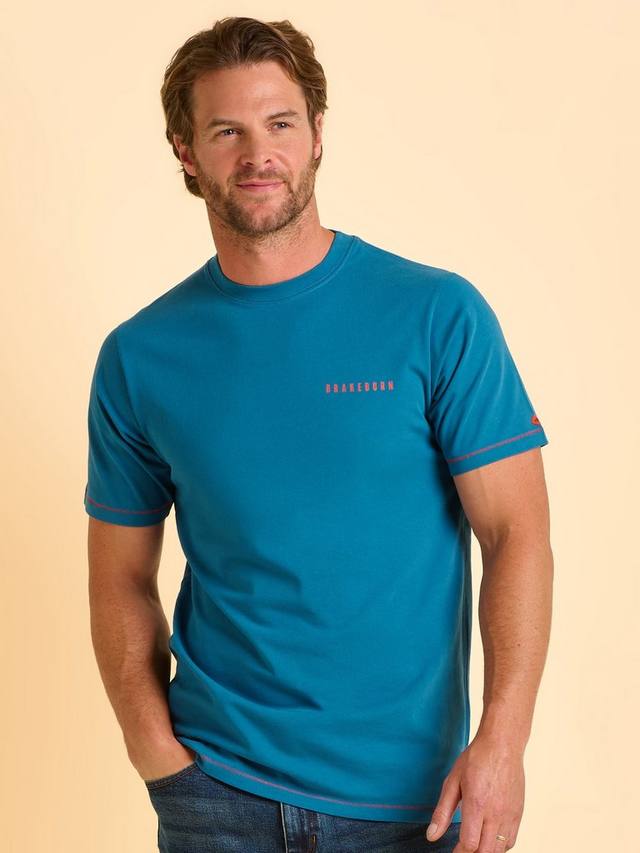 

Хлопковая футболка Dinton Regular Fit с коротким рукавом и принтом Brakeburn, Blue