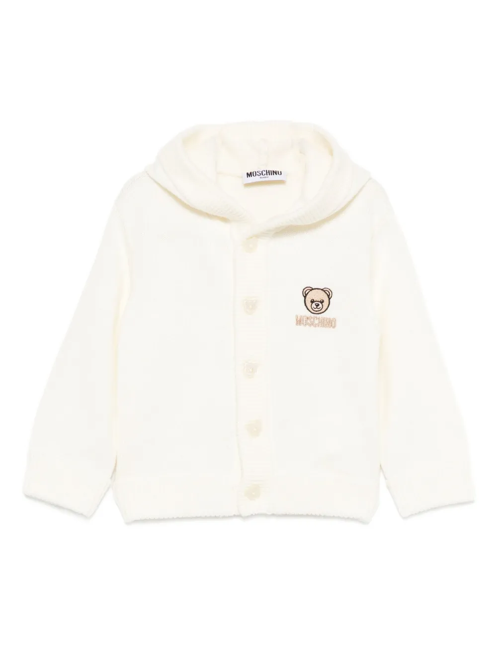 

Кардиган с капюшоном и вышитым логотипом Moschino Kids, нейтральный
