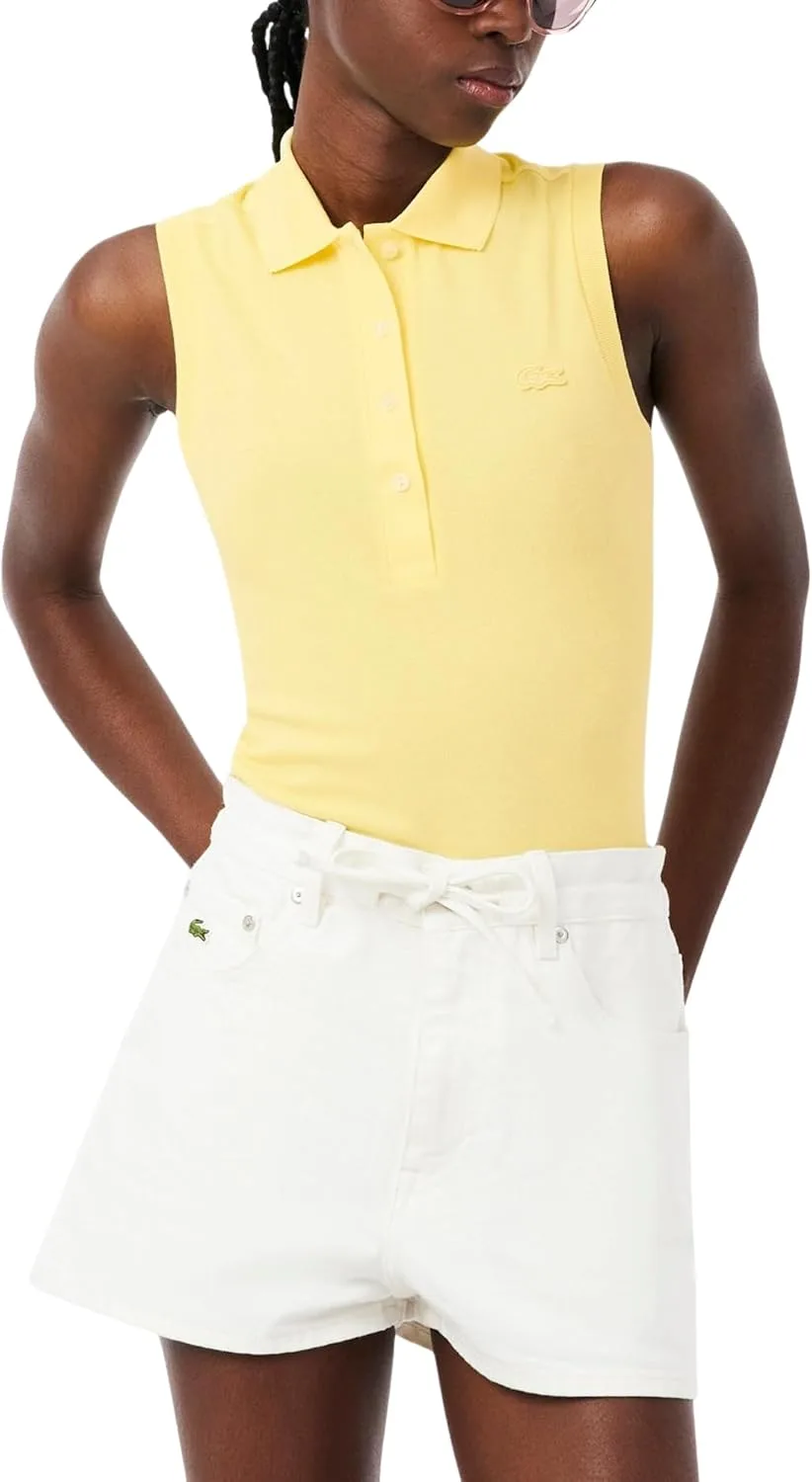 Поло Lacoste L.12.d женское, приталенный крой, желтый