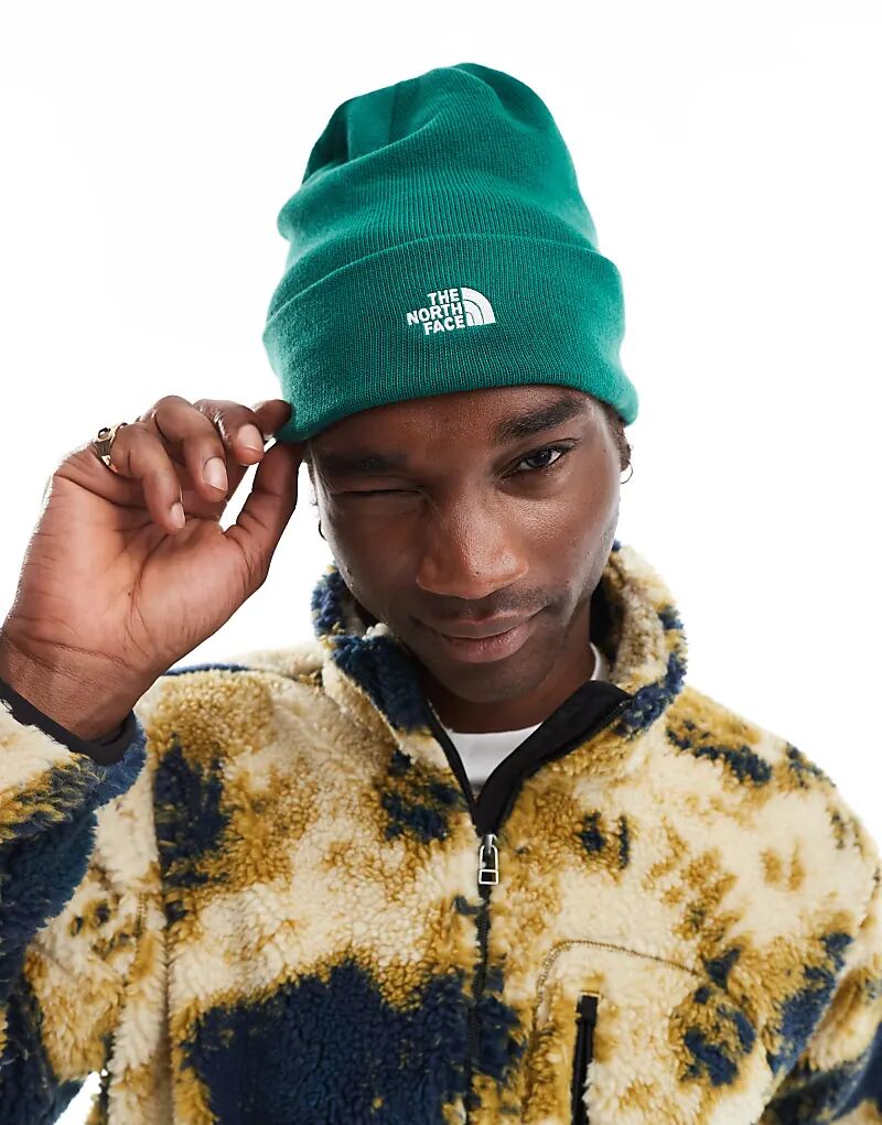 

The North Face – Norm – Вязаная шапка зеленого цвета с логотипом