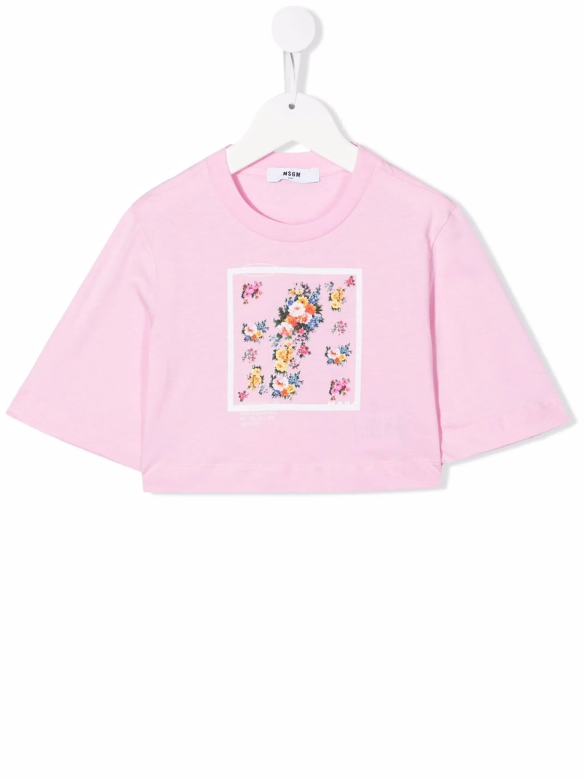 

Футболка с цветочным принтом Msgm Kids, розовый