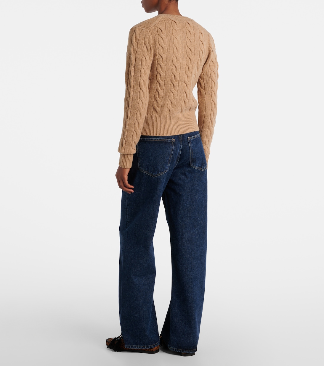 Кардиган из шерсти и кашемира, связанный косами Polo Ralph Lauren, Collection Camel Melange — фото 3