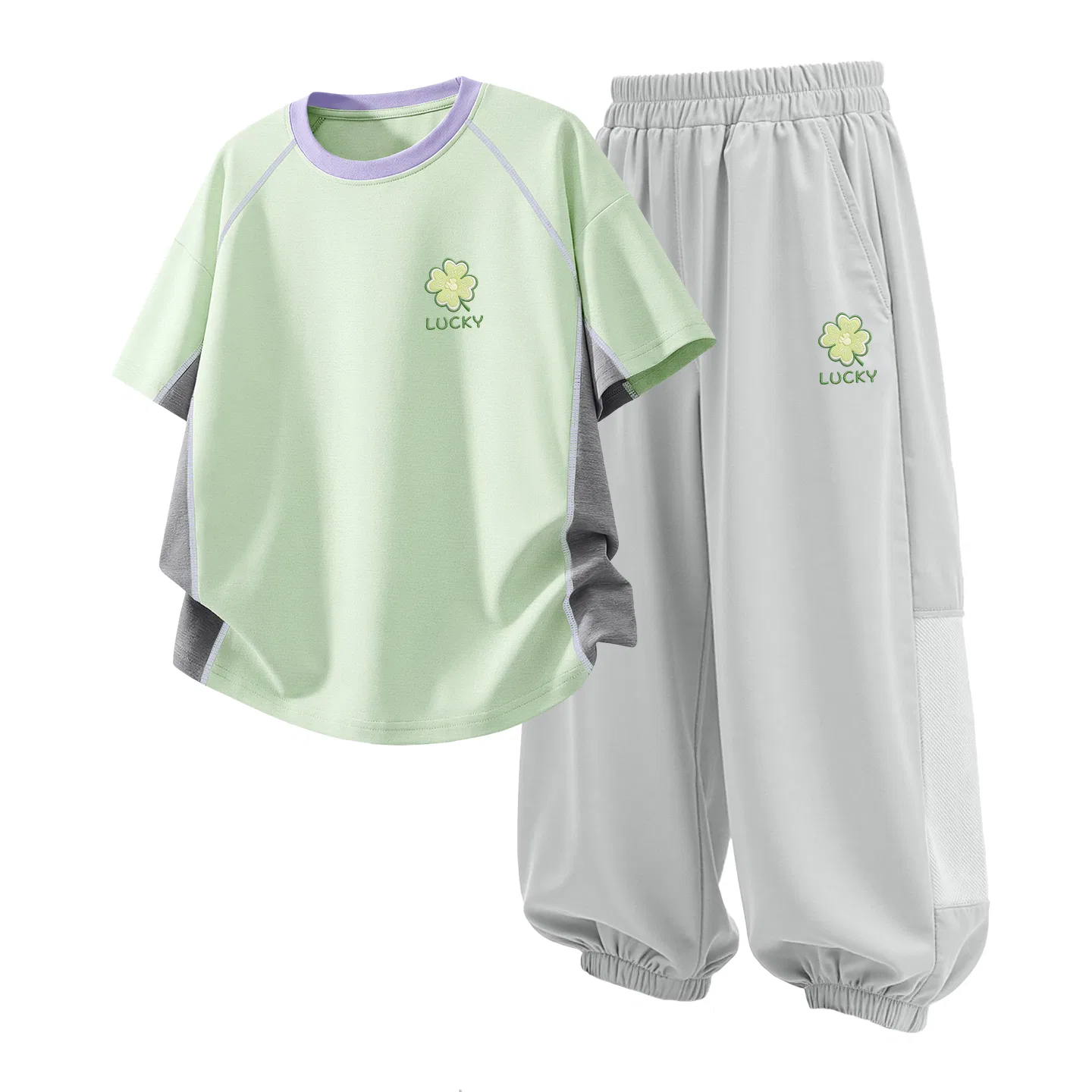 Детский спортивный костюм Casual Sportswear 2 Piece Set Disney, Di Four-Leaf K Green+Di Four-Leaf K Misty Gray