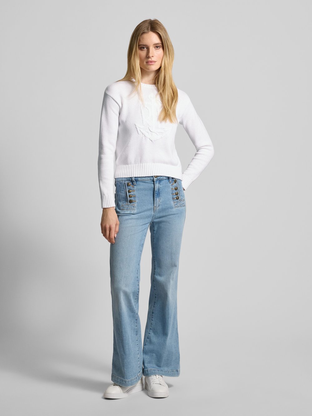 

Вязаный свитер с ребристыми манжетами Lauren Ralph Lauren, белый