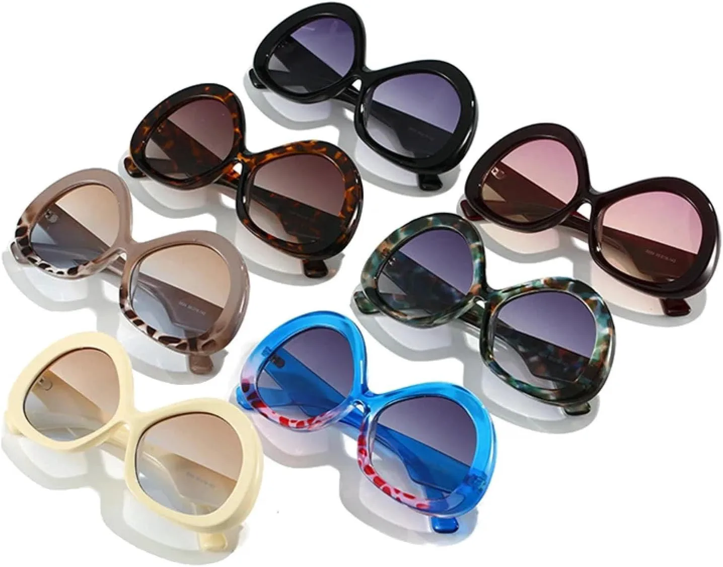 

Модные треугольные овальные солнцезащитные очки для женщин, винтажный узор, панк, градиентные синие оттенки, защита от УФ-излучения UV400 VVTWSSW, Blue Pattern Gray