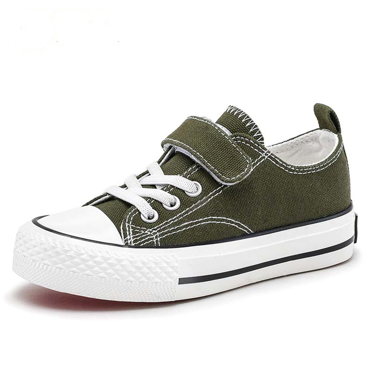 

Детские противоскользящие износостойкие низкие кеды из хлопка Kids' WARRIOR, оливковый/зеленый