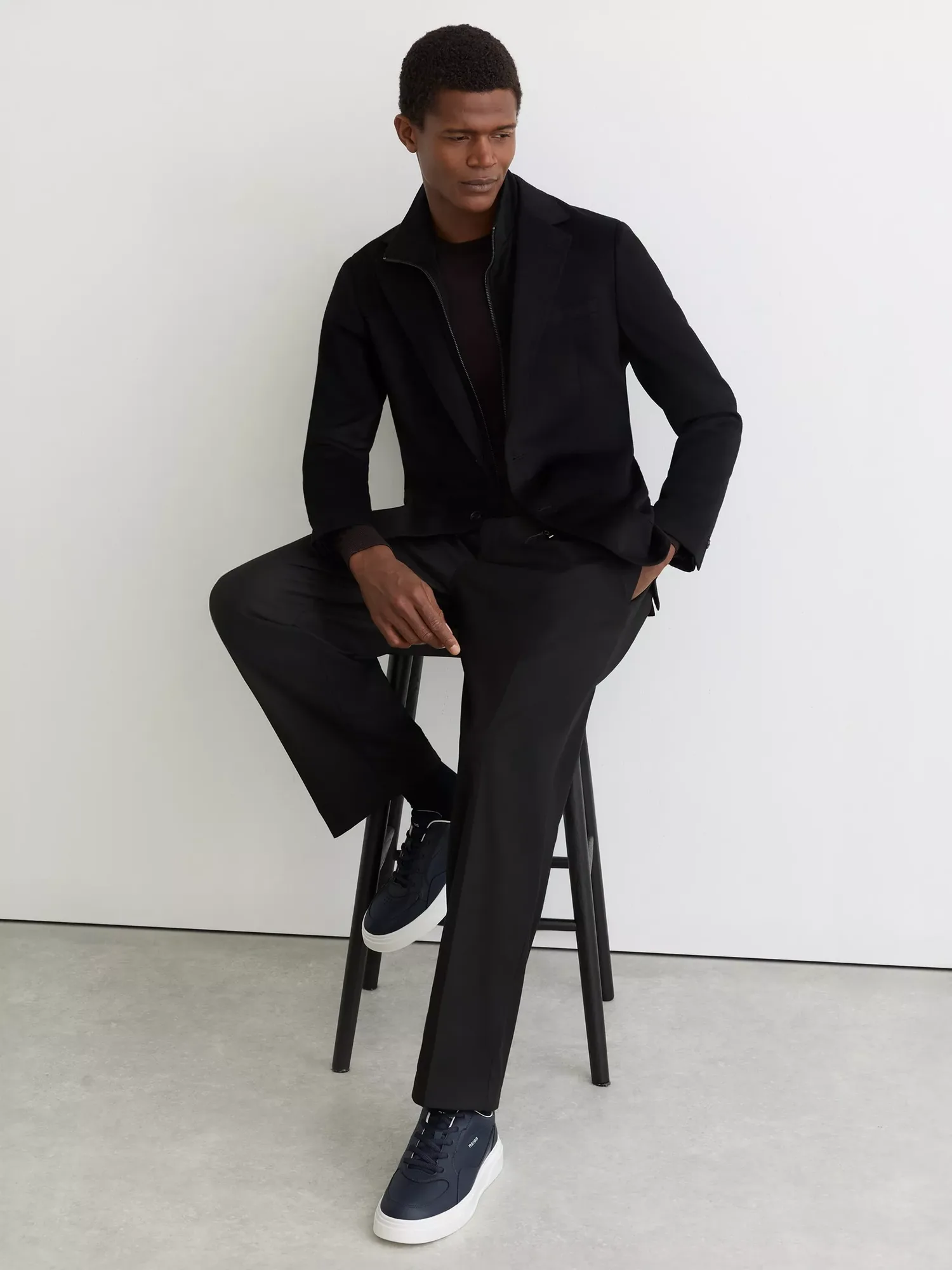 Кроссовки из литой кожи с толстой подошвой Reiss, Navy — фото 3