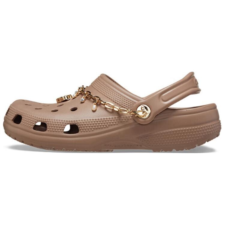 Сабо женские Crocs Clogs декорированные, коричневый