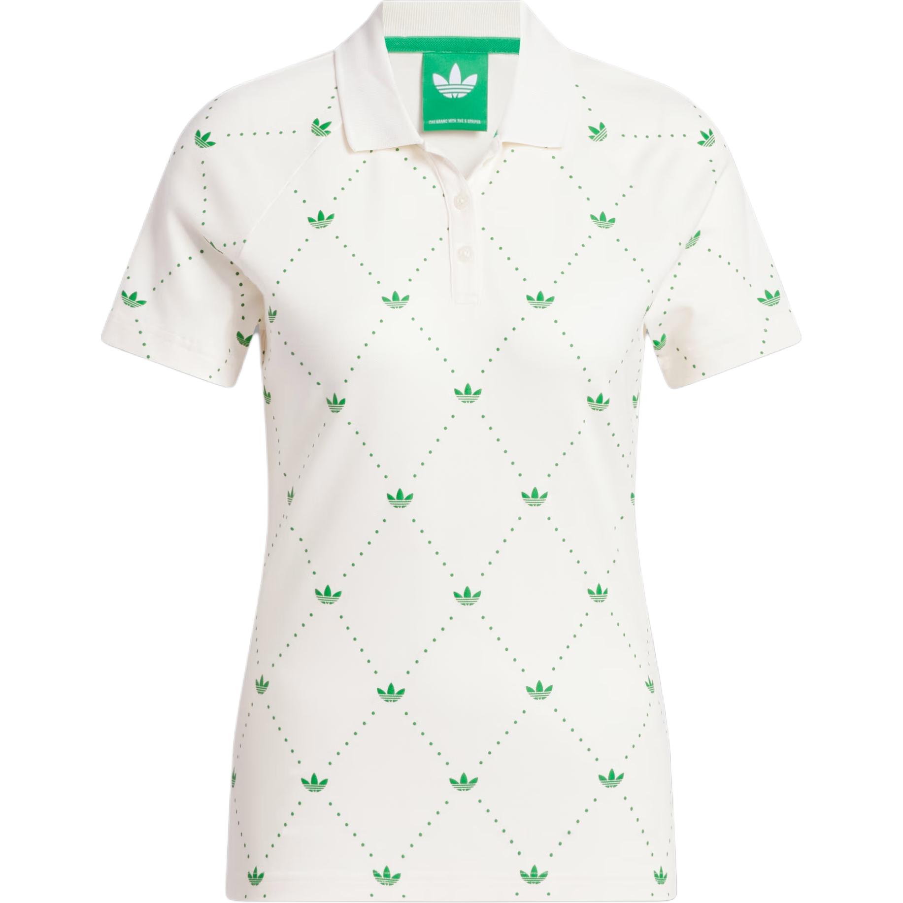 

Футболка поло с принтом trefoil Adidas Originals, белый/зеленый