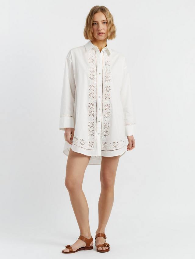 

Платье-рубашка с отделкой в технике Broderie Anglaise Chinti & Parker, Cream