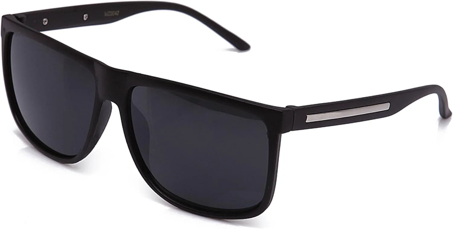 

Newbee Fashion - "Preview" Модные квадратные солнцезащитные очки с двухцветным дизайном дужек и защитой от УФ-излучения UV 400 Newbee Fashion Sunglasses, Matte Black