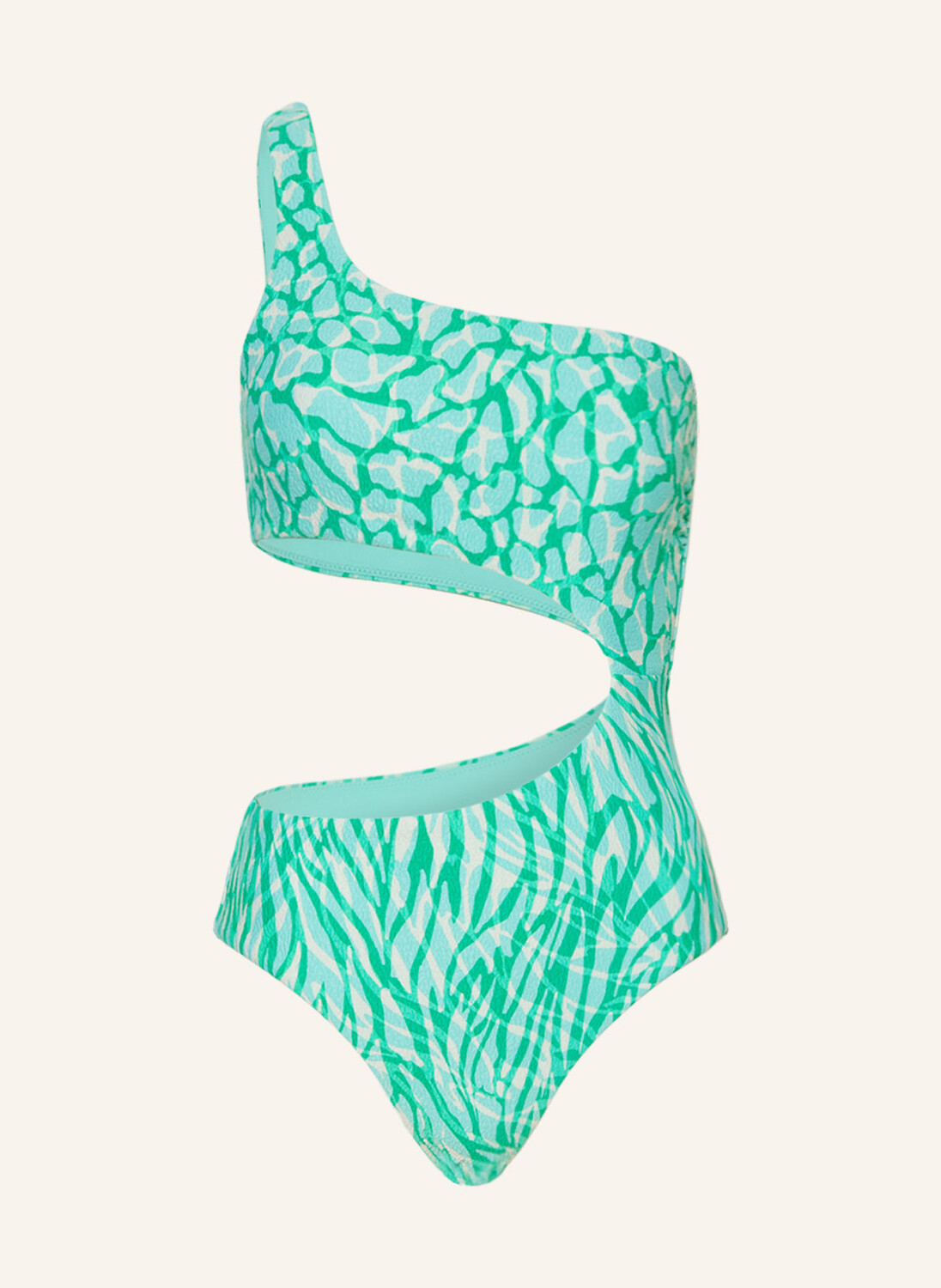 

Купальник на одно плечо animal instinct SEAFOLLY, цвет TÜRKIS/GRÜN/CREME