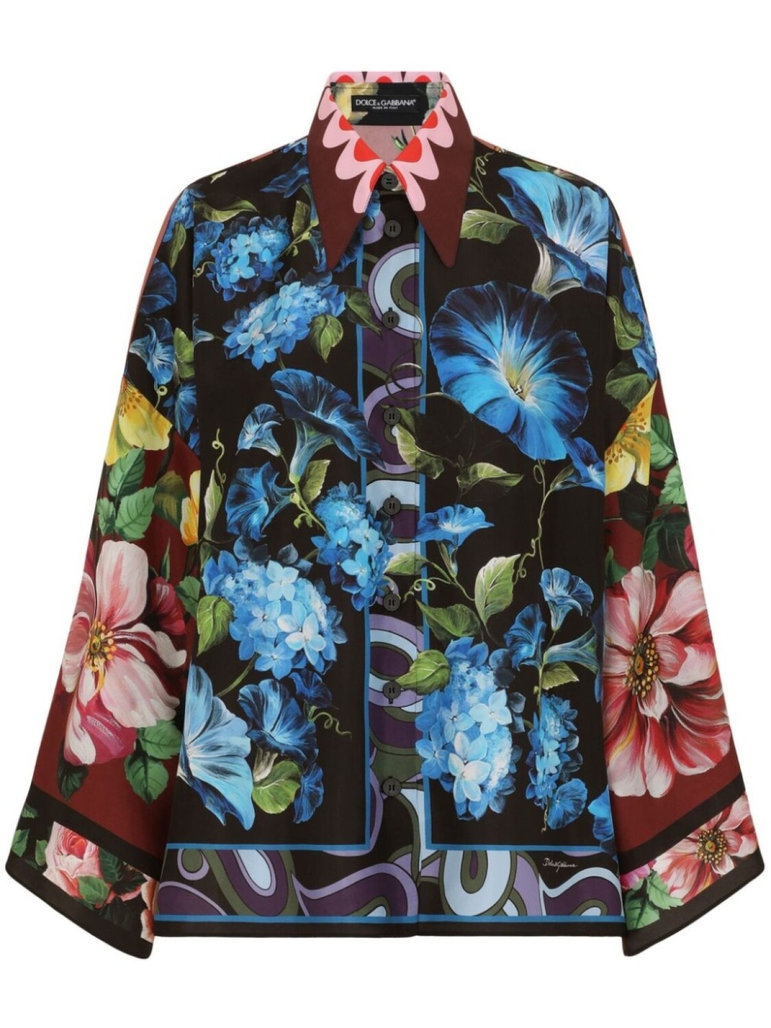 

Dolce & Gabbana шелковая рубашка с цветочным принтом, черный