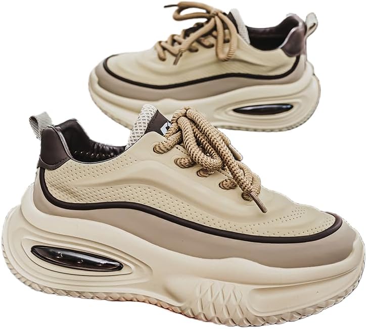 

Мужские стильные кроссовки с цветными вставками, удобные, противоскользящие, прочные, с толстой подошвой, подходят для активного отдыха в любое время года Hhhchpm, бежевый