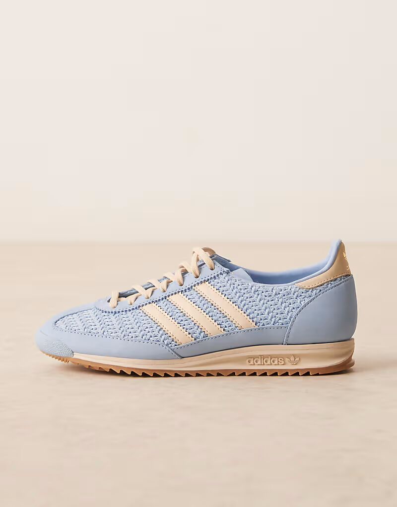 Кроссовки Adidas Originals SL 72 OG светло-голубого и кремового цвета с плетением — фото 2