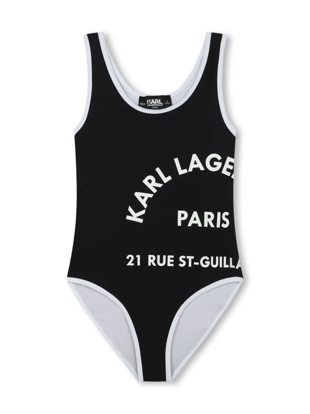 

Костюм для плавания с контрастной отделкой и логотипом KARL LAGERFELD KIDS, черный