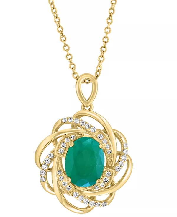 

Ожерелье с подвеской в виде спирали длиной 18 дюймов с изумрудом Эффи (1-1/2 карата) и бриллиантом (1/6 карата) из 14-каратного золота Effy Collection, emerald