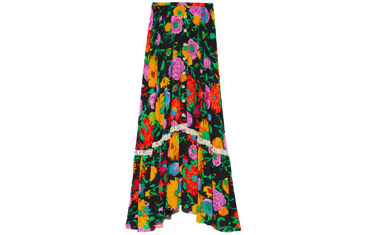 

Юбка длинная женская Gucci Ken Scott-print, черный