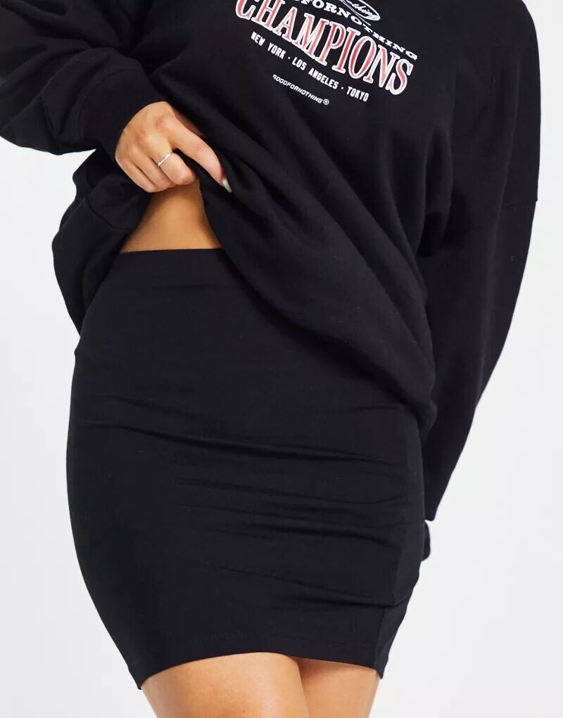 

Черная трикотажная мини-юбка-карандаш ASOS