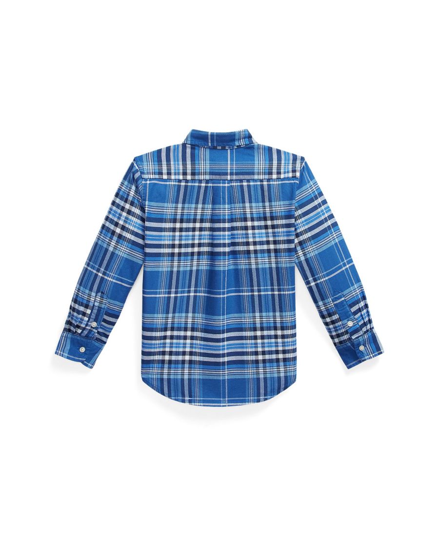 Рубашка в клетку из хлопка, оксфордская, для мальчиков 2-7 лет Polo Ralph Lauren, Blue Multi — фото 2