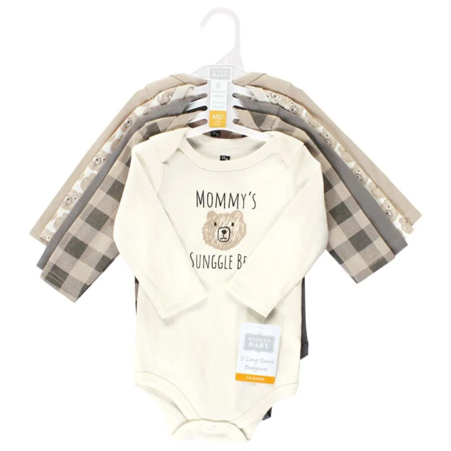 Мягкие хлопковые боди с длинными рукавами, комплект из 5 штук Hudson Baby, Snuggle Bear 5 Pack — фото 2