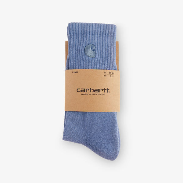 

Носки Carhartt Wip Hudson с вышитым логотипом из хлопка с добавлением эластана, голубой