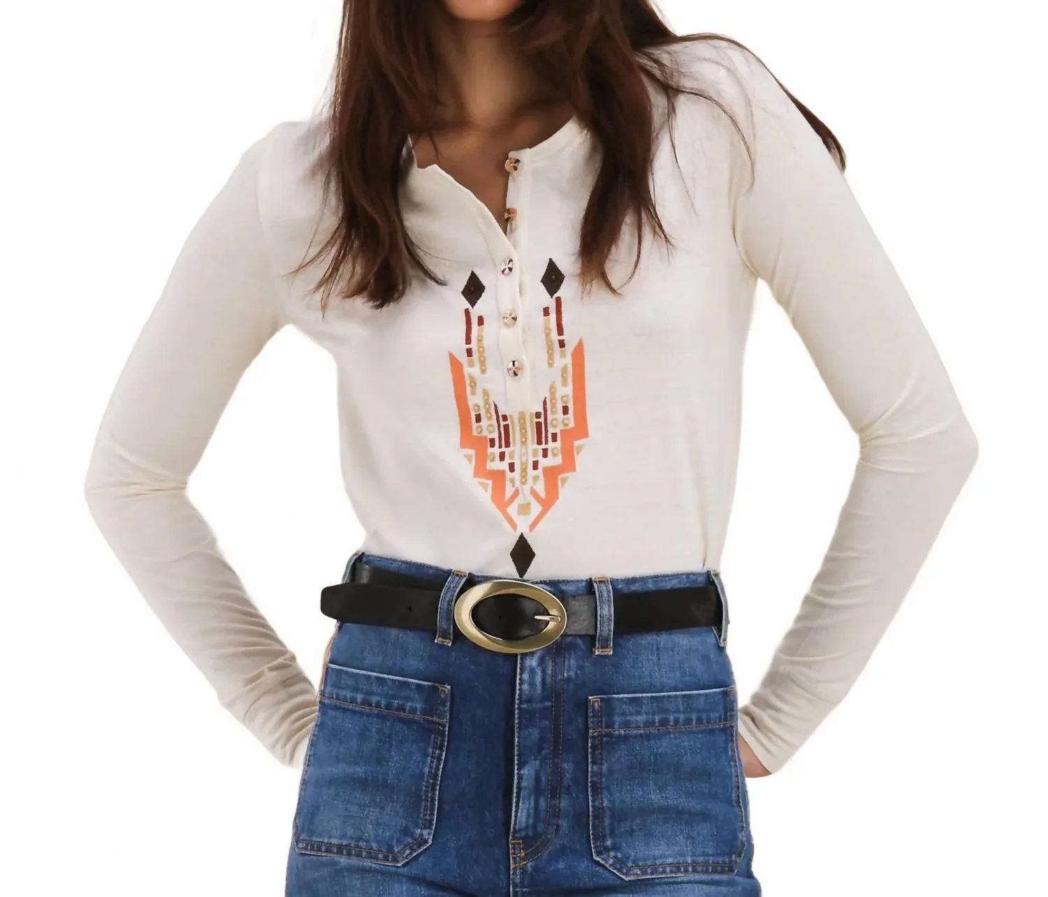 

Вышитая хлопковая футболка с длинными рукавами, цвет «молочный» Fortela, Белый, Вышитая хлопковая футболка с длинными рукавами, цвет «молочный» Fortela