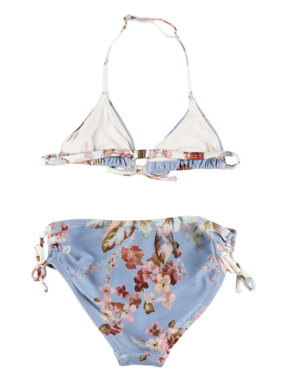Треугольный купальник с цветочным принтом Zimmermann Kids, синий — фото 2