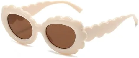 

Овальные солнцезащитные очки в форме цветка, желейного цвета, для женщин, модные фиолетово-зеленые, мужские солнцезащитные очки UV400 в стиле ретро MTZJH, Beige Brown