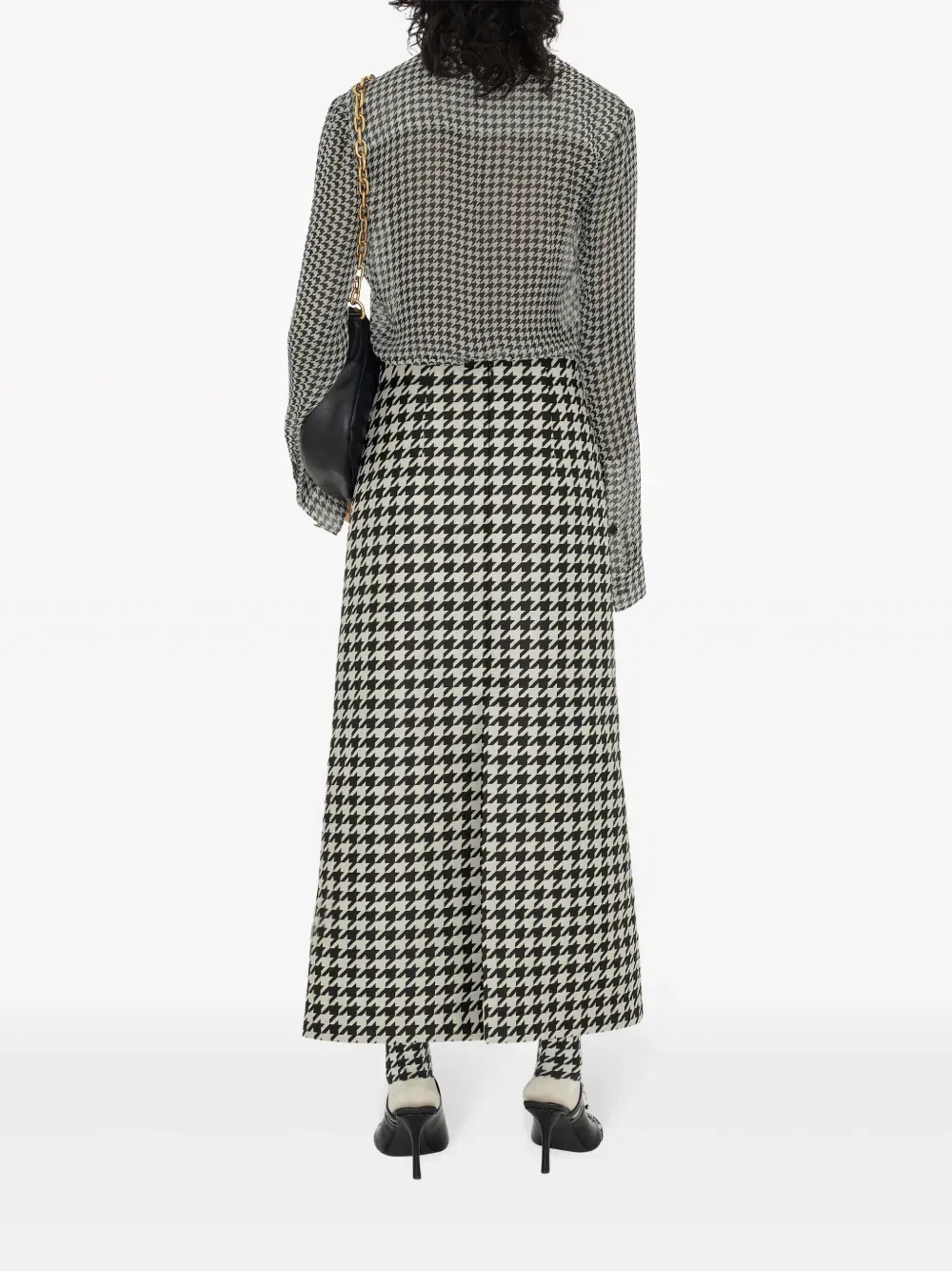 Юбка Burberry, женская, узор «гусиная лапка», черный — фото 4