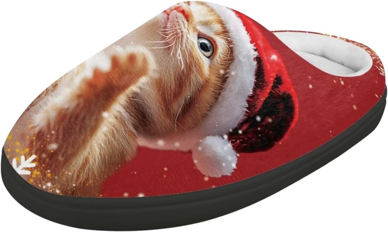 

POLERO Милые тапочки для детей, девочек, зимние теплые домашние тапочки, детские тапочки для мальчиков, Xmas Cat