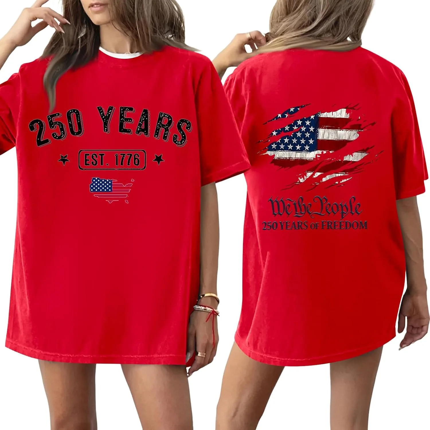 

Женская блузка с круглым вырезом и коротким рукавом Casual Loose Tops с принтом 4th of July