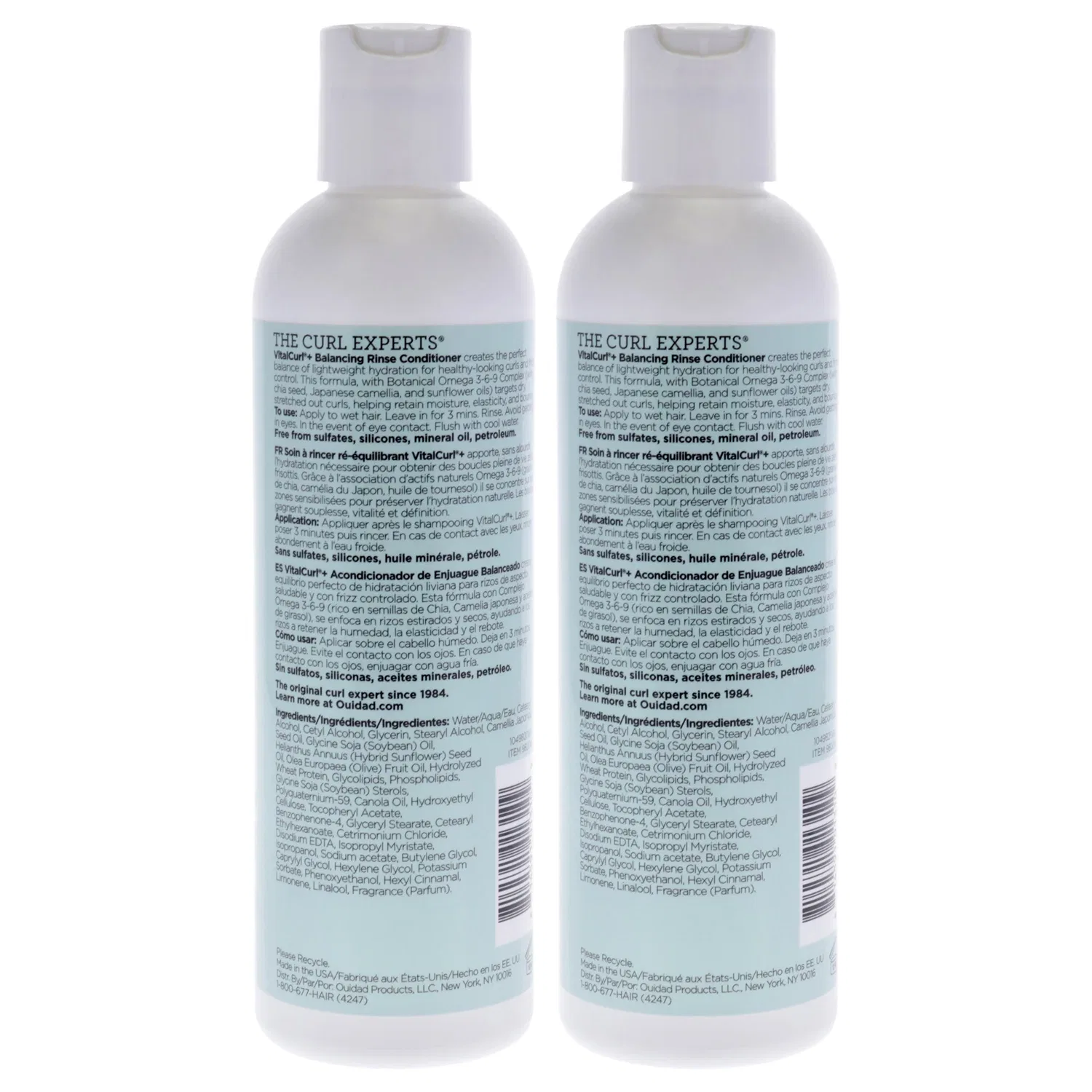 Кондиционер для волос VitalCurl Plus Balancing Rinse Conditioner от Ouidad, подходит для мужчин и женщин - 240 мл (8,5 унций) - упаковка из 2 штук, белый — фото 2