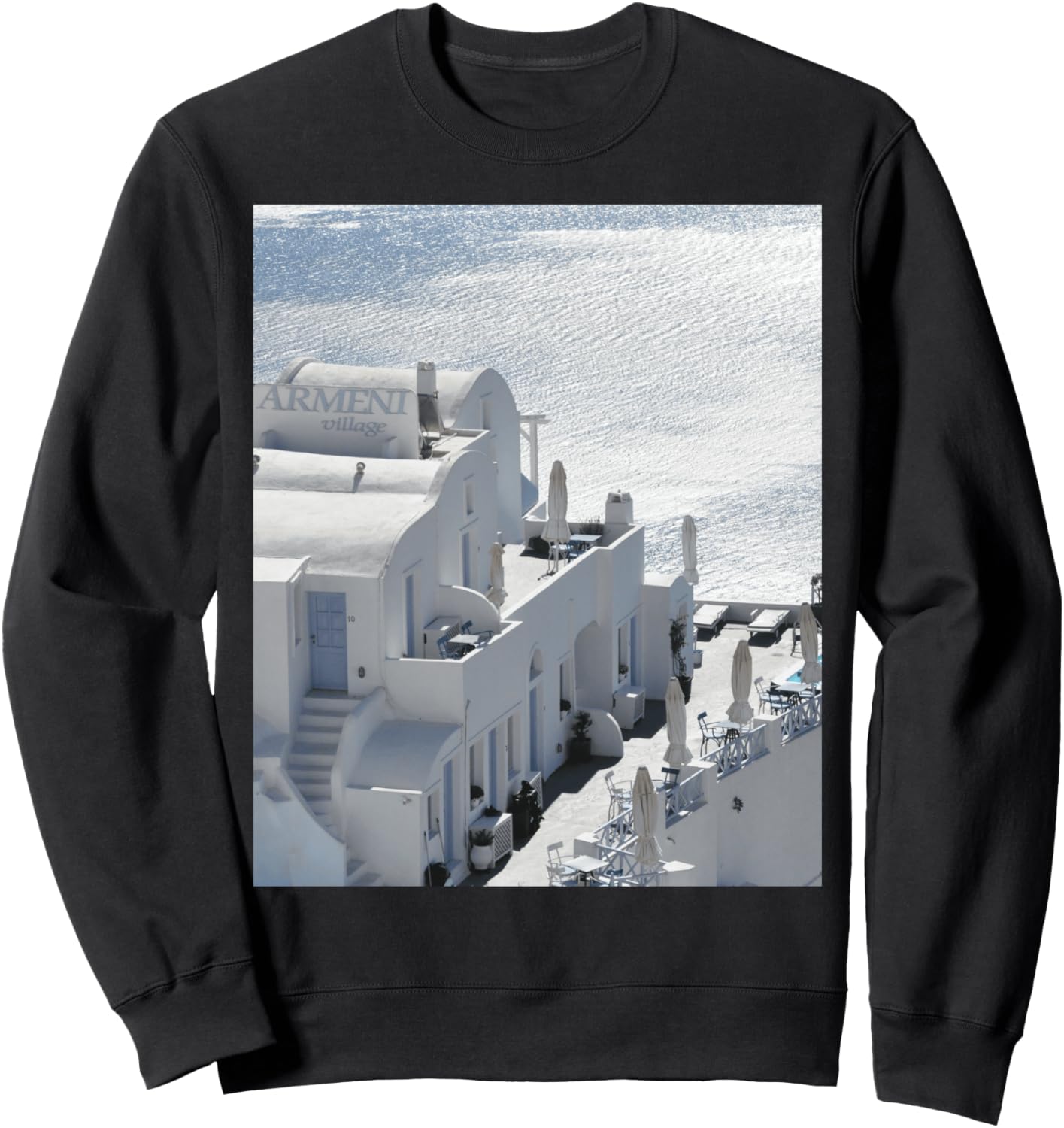 

Толстовка с изображением океана Санторини Island Ocean, черный